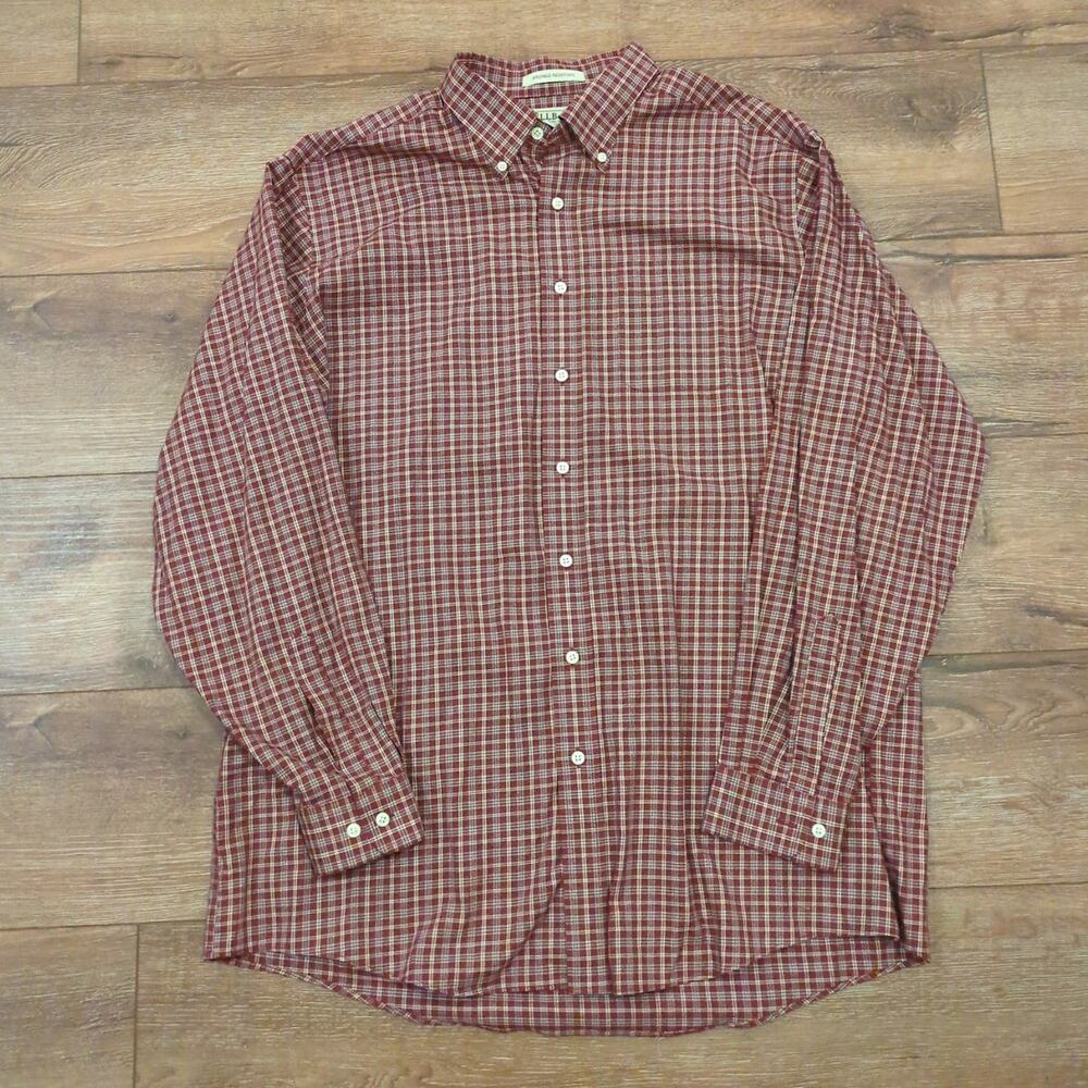 VTG LL Bean Men's XL Tall Button Up Shirt Gingham Checker Grandpa Skater‎ Grunge